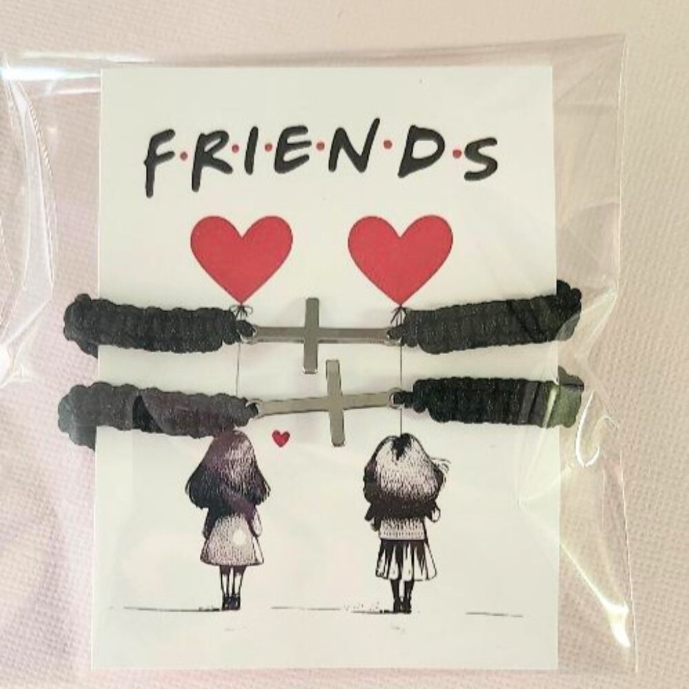 Carded pack of 2 Friendship Bracelets with Crosses